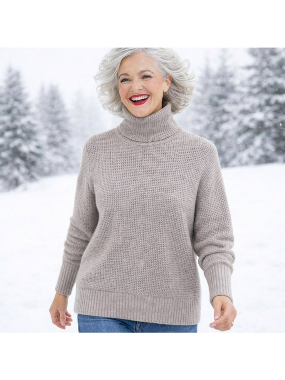 Madeleine Thompson Waffle Knit Wool Cashmere Turtleneck Sweater Womens  Large